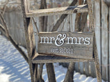 Mr & Mrs Est. 2021 Sign 5-6" x 15" with 3D cut letters