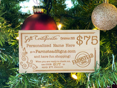 Personalized Wood Gift Certificate