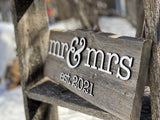 Mr & Mrs Est. 2025 Sign 5-6" x 15" with 3D cut letters