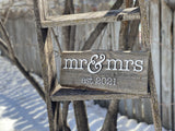 Mr & Mrs Est. 2024 Sign 5-6" x 15" with 3D cut letters