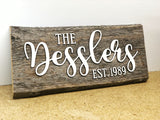 CUSTOM family name / couple's name with EST date Authentic Barn wood Sign with 3D Cut wood letters