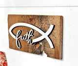 faith - ichthus fish Barnwood Magnet made with Authentic Barn Wood 3" x 5"