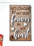 no longer by my side Forever in my heart - broken hearts Mini Barnwood Magnet made with Authentic Barn Wood 3" x 5"