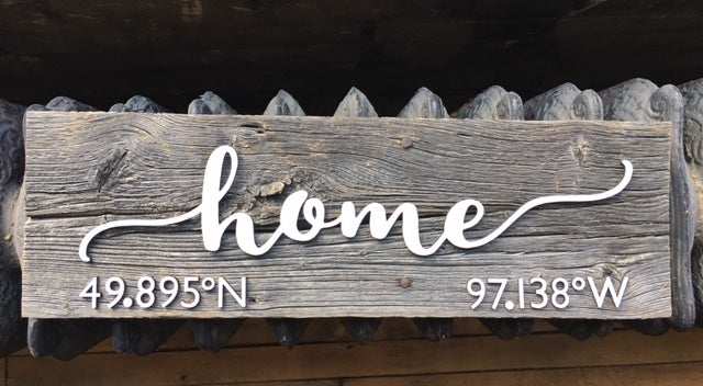 home CUSTOM GPS Coordinates Authentic Barn wood Sign 5-7" x 15" with cut out 3D Numbers