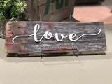 Love Authentic Barn Wood Sign 5-6" x 15" with 3D cut letters