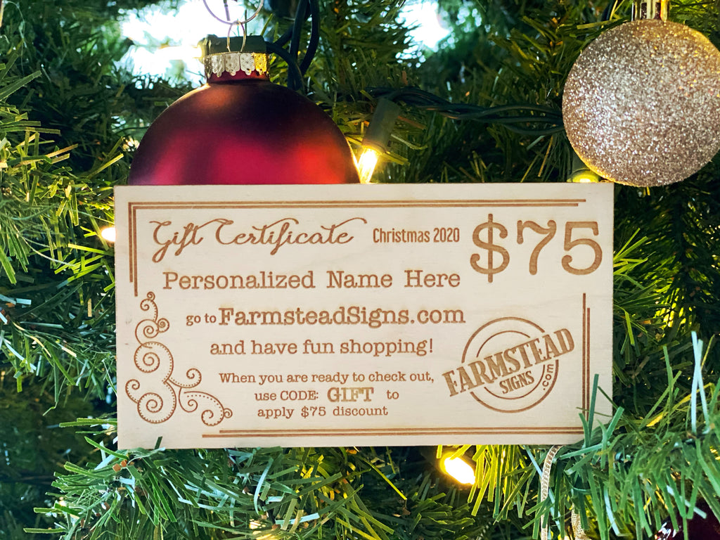Personalized Wood Gift Certificate - choose amount!