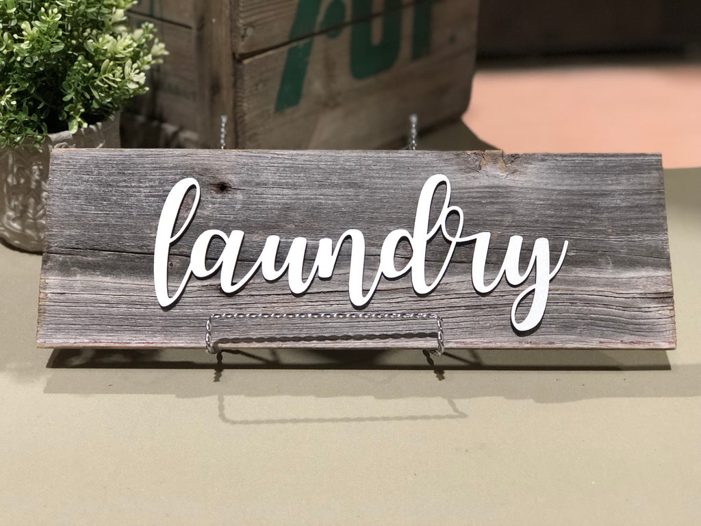 Laundry Authentic Barn Wood Sign 5-6” x 15” with 3D cut letters