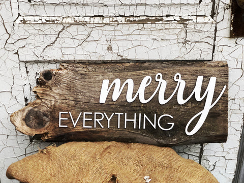 Merry Everything Authentic Barn Wood Sign 3D Cut Out Letters