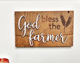 God bless the farmer Mini Barnwood Magnet made with Authentic Barn Wood 3" x 5"