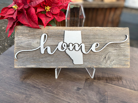 home Alberta Authentic Barn Wood Sign 7-8" x 15” with 3D cut letters