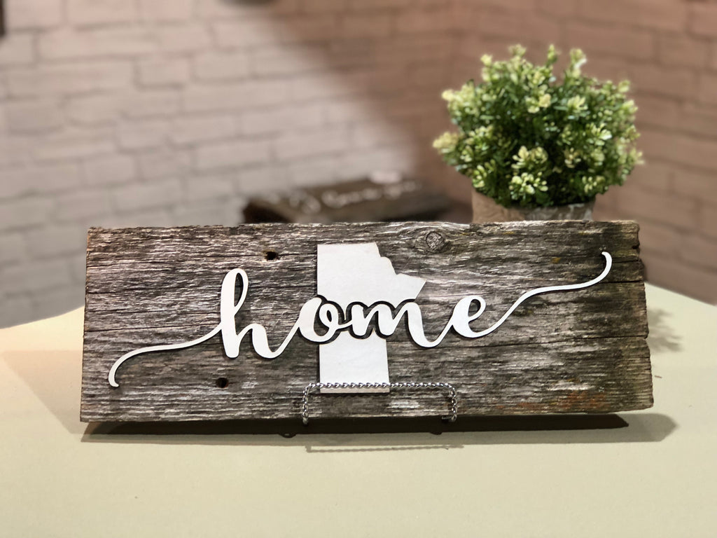 CUSTOM Province / State home Authentic Barn Wood Sign 7-8" x 15” with 3D cut letters