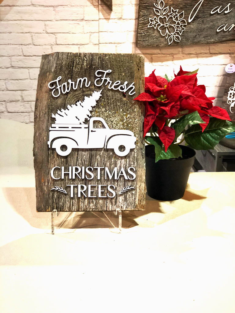 Farm Fresh Christmas Trees Authentic Barn Wood sign 8-9” x 12”