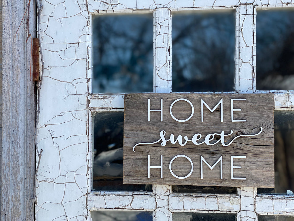 Home sweet Home Barn Wood Sign 7" x 12” with 3D cut letters