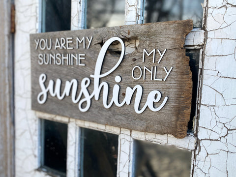 You are my Sunshine Authentic Barn Wood Sign 9-10” x 18” with 3D cut letters