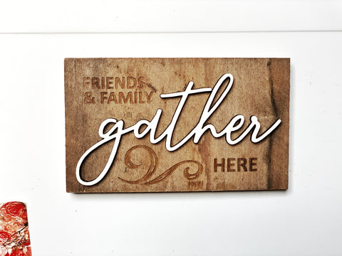 Friends & Family GATHER here Mini Barnwood Magnet made with Authentic Barn Wood 3" x 5"