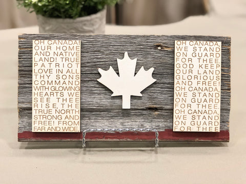 Canadian Flag FRENCH Authentic Barn Wood Sign 5-6" x 8” with 3D cut letters