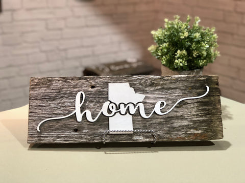 home Manitoba Authentic Barn Wood Sign 7-8" x 15” with 3D cut letters