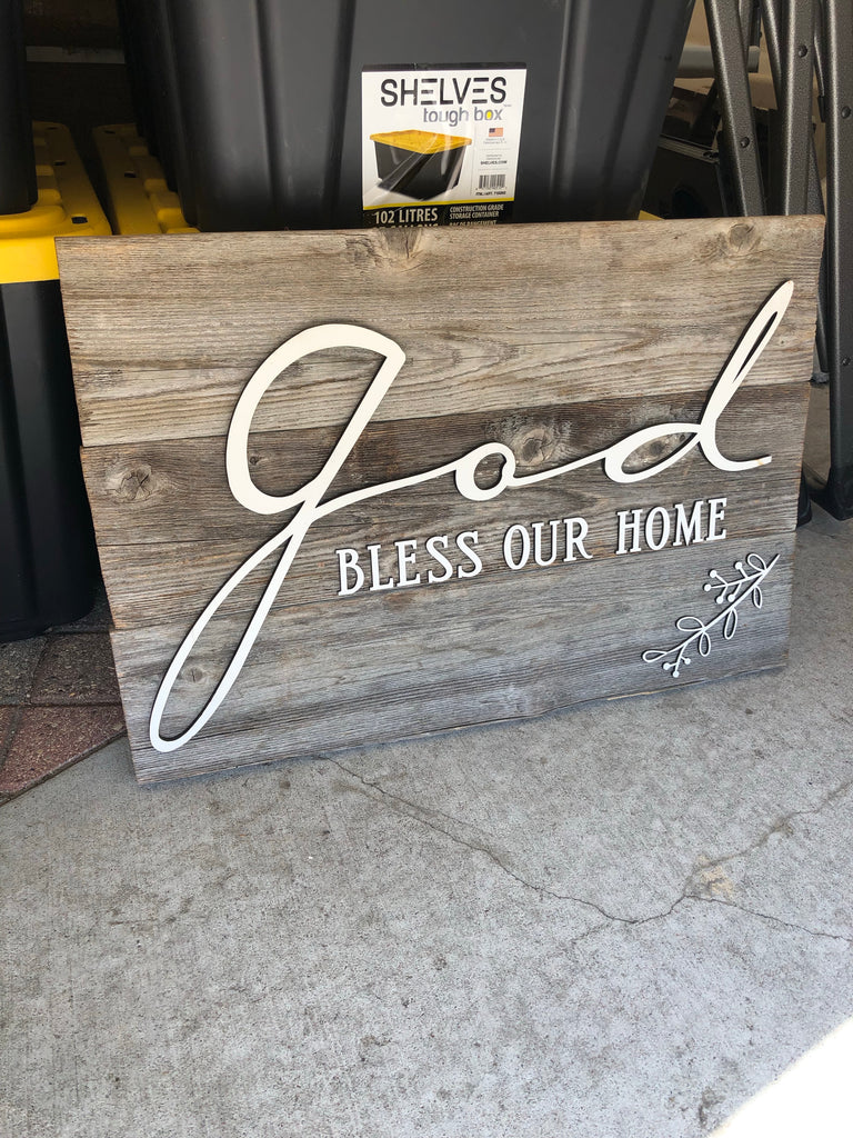 God bless our home Authentic Barn Wood sign 16" x 30”