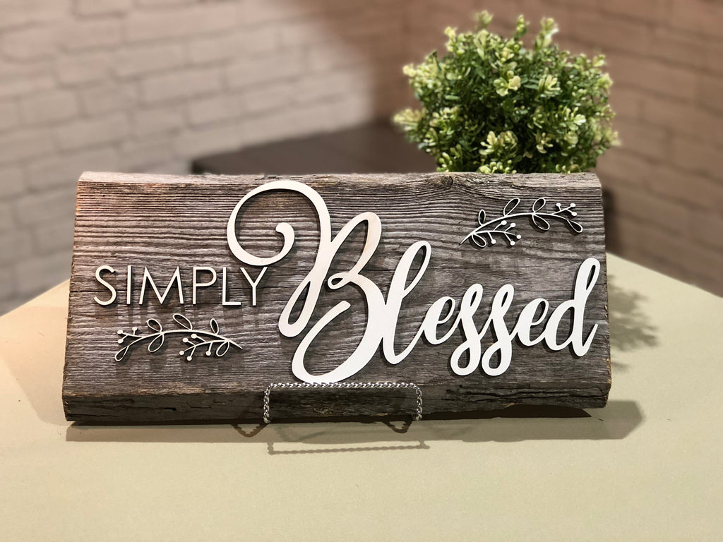 Simply Blessed Authentic Barn Wood Sign 3D Cut Out Letters