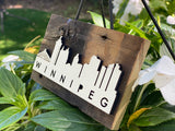 Winnipeg Skyline Mini Barnwood Magnet made with Authentic Barn Wood 3" x 5"